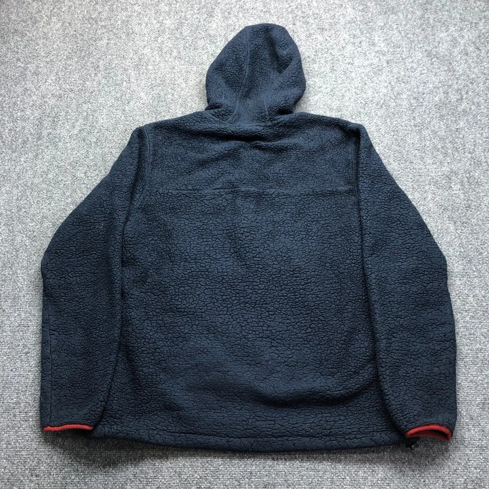 The North Face Mens Campshire Sherpa Fleece Anorak Hoodie Navy Blue Red Large